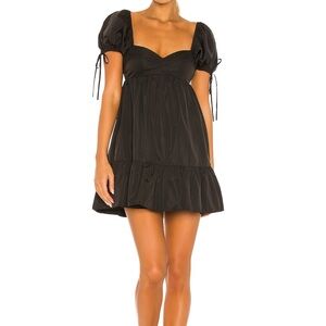 Amanda Uprichard Black Puff-Sleeve Mini Dress - Women's